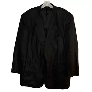 Y2K Vintage Vincenzo D'italia Mens Black Linen Blazer Jacket Sport Coat Size 42R - Picture 1 of 10