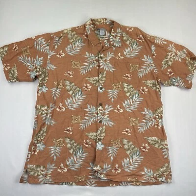 Camisa hawaiana Half Moon Bay mezcla de lino para hombre talla XLT naranja floral tropical Foto 1 de 4