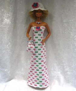 "Conjunto de ropa para muñecas de moda de gran tamaño de 18"" #06 vestido, collar, cartera y sombrero" - Imagen 1 de 3