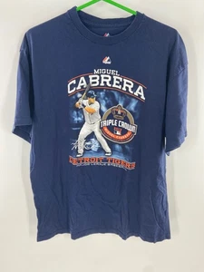 Majestic Shirt Miguel Cabrera Detroit Tigers Men's XL Navy Cotton - Picture 1 of 4
