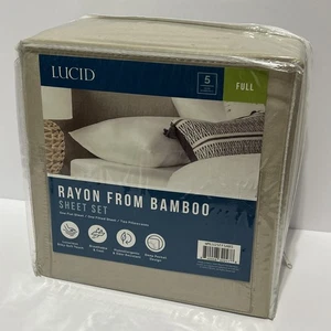 Neu LUCID Viskose aus Bambus volle Größe hellbraun Lakenset - tiefe Tasche, seidig weich - Bild 1 von 4