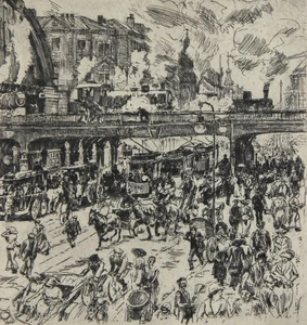 WILHELM GIESE - Bahnhof Berlin - Radierung - um 1920 - Picture 1 of 2
