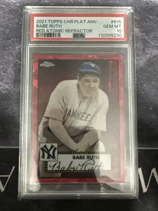 2021 Topps Chrome Platinum Anniversary Red Atomic Refractor Babe Ruth NY Yankees - Picture 1 of 4