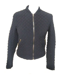 Maje Cropped Black Quilted Zip Jacket UK XS Ladies Fashion Preloved - Picture 1 of 5