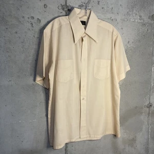 Vintage JC Penney Shirt Mens Large Peach Boxy Button Up Polyester 70s 80s - Picture 1 of 3