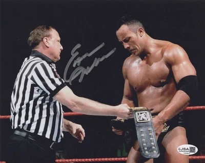 Earl Hebner autographed signed 8x10 photo WWE WWF WCW TNA JSA COA The Rock - Image 1 of 2
