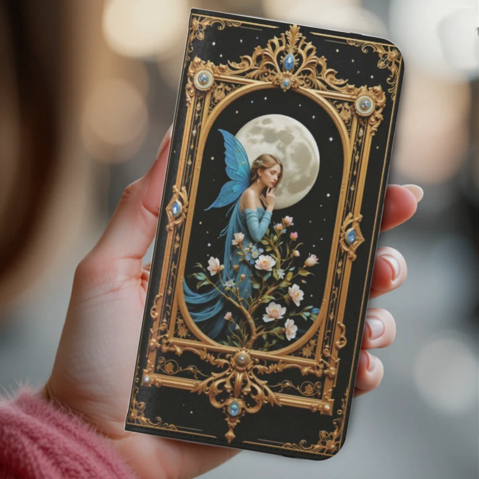 Funda Teléfono Hada Azul Billetera Mujer Gótica Abatible Para iPhone 16 15 S 25 S24 y Más Foto 1 de 2