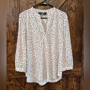 Karl Lagerfeld Mujer Blusa Lunares Blanca Usada en Excelente Condición Talla Mediana - Imagen 1 de 5