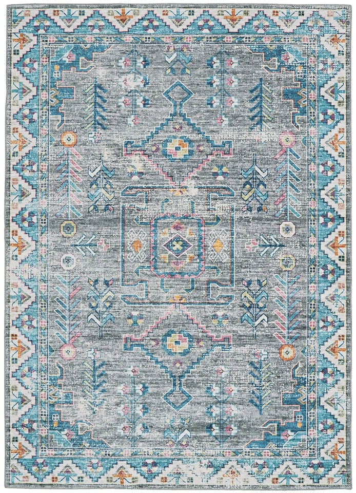 Linon Home Decor Products The Anywhere Washable Rug Shalonda Grey & Green 3' ... - Image 1 of 4