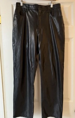 Pantalones negros de cuero vegano de tiro ultra alto ABERCROMBIE & FITCH 90’s-talla 31/12s Foto 1 de 4