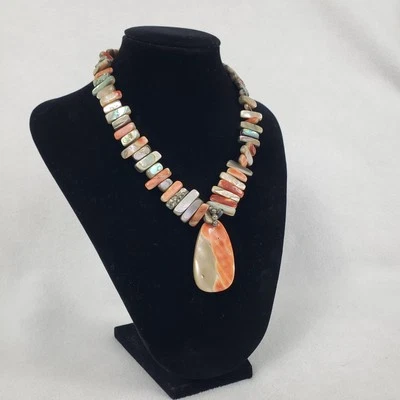 Silpada California Red Abalone Shell Sterling Reversible Pendant Necklace N1046  - Image 1 of 4