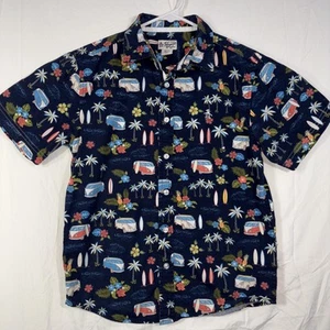 Original Penguin Shirt Boys 10-12y Blue Beach Print Button Up Short Sleeve - Picture 1 of 7