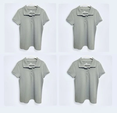 Pack Of 4 Old Navy Girls' Gray Short Sleeve Polo School Uniform Shirt M (8) - Image 1 of 4