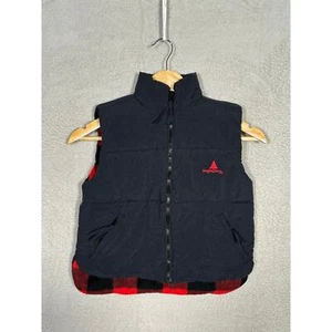 Bugle Boy Youth Outdoor Puffer Vest Plaid Lining Black Red Size Medium - Picture 1 of 4