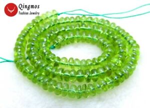 Natural 6-8mm Rondelle Green Peridot Beads for Jewelry Making DIY Bracelet 15"