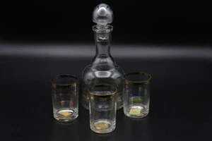 Decanter 0.5l + 3 Shot Glasses 0.1l Vintage Soviet Carafe Set Glassware USSR - Picture 1 of 12