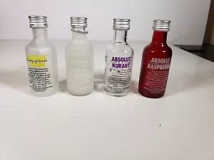 Lot of Four EMPTY 50ml Glass Mini Absolut Citron Vanilla Rasp Kura Vodka Bottles - Picture 1 of 7