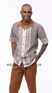 NUEVO Para Hombres Montique 2 Piezas Conjunto de Caminar de Verano Traje de Ocio Ajuste Regular Coñac 2501 - Imagen 1 de 2
