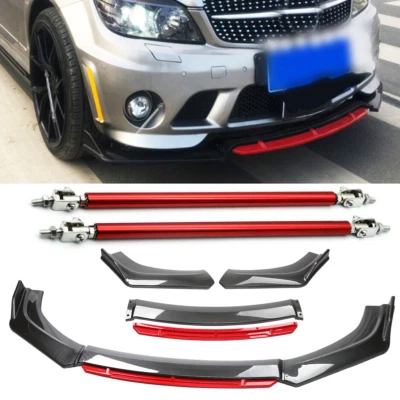 For Mercedes-Benz C Front Bumper Lips Splitter Spoiler Carbon Fiber Rods  G - Image 1 of 4