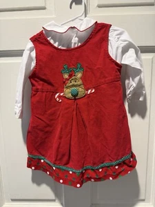 Vestido Navidad Reno Rojo Pana 18-24 Meses - Imagen 1 de 3