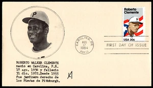 Carolina Puerto Rico 1984 Roberto Clemente FDC Luis Alvarado Cachet - Picture 1 of 2