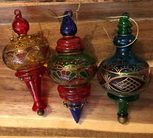 LUXOR Kurt Adler RED Blue GOLD GLASS Christmas Ornaments GORGEOUS!! - Picture 1 of 5
