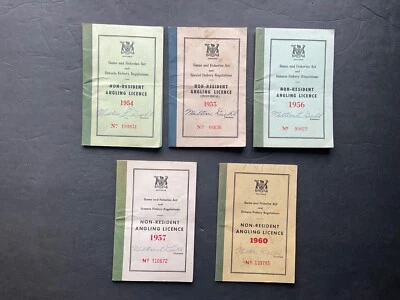 1953 1954 1956 1957 1960 Ontario Non Resident Angling Fishing License+Expenses - Image 1 of 4