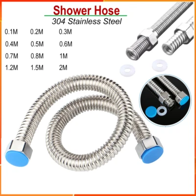 Tubo Doccia 0.1M-2M Tubo Bagno Inox Flessibile Rubinetto Connettore 1/2" Estremità Femmina - Immagine 1 di 4
