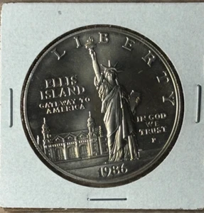 1986-P MODERN COMMEMORATIVE, ELLIS ISLAND, SILVER PROOF DOLLAR COIN - Picture 1 of 2