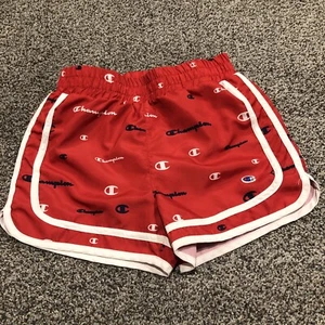 Champion Shorts Girls Small Red White Logo Athletic Gym Running Youth Kids - Picture 1 of 12