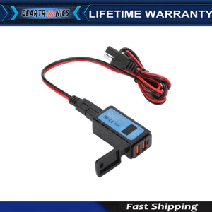 Motorcycle SAE to USB Cable Adapter Dual USB Port GPS Phone Charger&Voltmeter KY - Picture 1 of 12