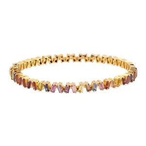Brazalete brazalete baguette de zafiro multicolor de 6,5 quilates de oro amarillo de 18 k - Imagen 1 de 5