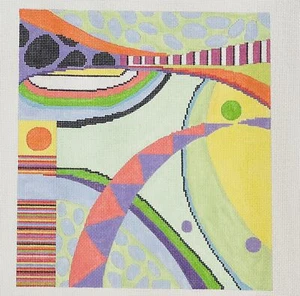 Tela ago dipinta a mano Penny MacLeod Sway colori geometrici divertenti 11x12 - Foto 1 di 1