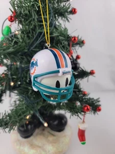 Casco de fútbol americano Smile Face Miami Dolphin NFL adorno/antena de Navidad - Imagen 1 de 11