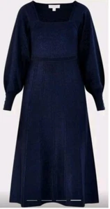 Monsoon Brandi Midi-Pulloverkleid Metallic Blau Plissee Größe XXL Neu mit Etikett - Bild 1 von 6