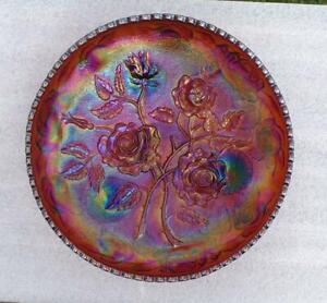 IMPERIAL AMBER CARNIVAL GLASS  " LUSTRE ROSE"  CENTERPIECE FTD. BOWL