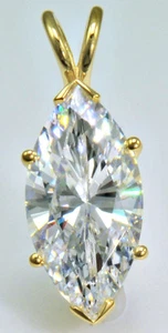 6 Kt Taglio Marquise Originale Vintage Russo Zircone Cubico 14 Carati Oro Sopra - Foto 1 di 4