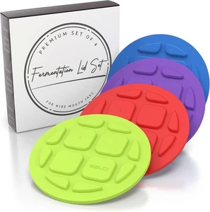 Válvula de bloqueo de aire para frascos de albañil de boca ancha, paquete de 4 (azul, rojo, verde, púrpura) - Imagen 1 de 4