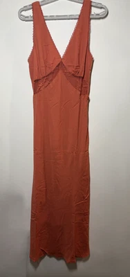 Vestido midi sin cordones con detalle de encaje para mujer - Wild Fable naranja oscuro L Foto 1 de 4