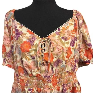 Torrid Bluse 1 Damen Babydoll Oberteil gesmokt Blumen Cottagecore feminin - Bild 1 von 11