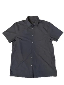 Vuori Short Sleeve Manhattan Button Down Collared Shirt Black Mens Medium Casual - Picture 1 of 10