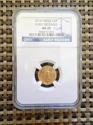 2014 $5 Gold American Eagle 1/10 oz.  NGC MS70 - Image 1 of 2