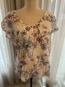 Top de lino grande playa crucero floral lantana informal para mujer - Imagen 1 de 9