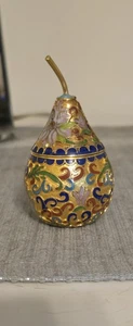 Vintage Cloissone Green and Gold Pear Shaped Trinket Box Small - Picture 1 of 14