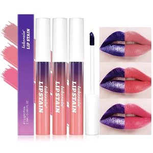 Juego de 3 piezas de tinte labial despegable - Kit de manchas de labios para tatuaje en 3 colores vibrantes, de larga duración - Imagen 1 de 12