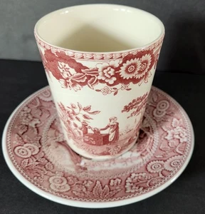 Spode Archive Collection Juice Tumbler and Saucer Cranberry & White 2 Pc - Picture 1 of 4