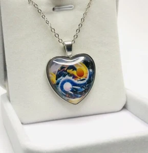 Exquisite Dolphin Couple Pattern Heart Pendant Necklace - Picture 1 of 5