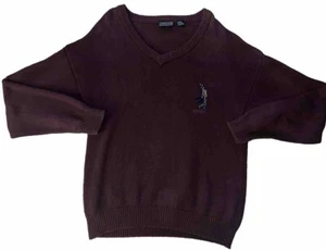 Vintage Jantzen Men's Sweater Pullover V-Neck Maroon L Made In USA Embroidered - Picture 1 of 3