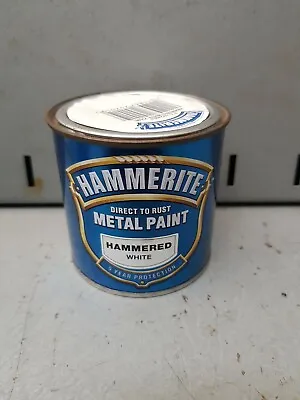 Hammerite Direct To Rust Hammered Finish Metal Paint White 250ml • 9.99£