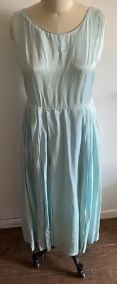 Vintage Pale Blue Dress Handmade Sleeveless Pleats Back Zipper 50” Maxi Large? - Image 1 of 4